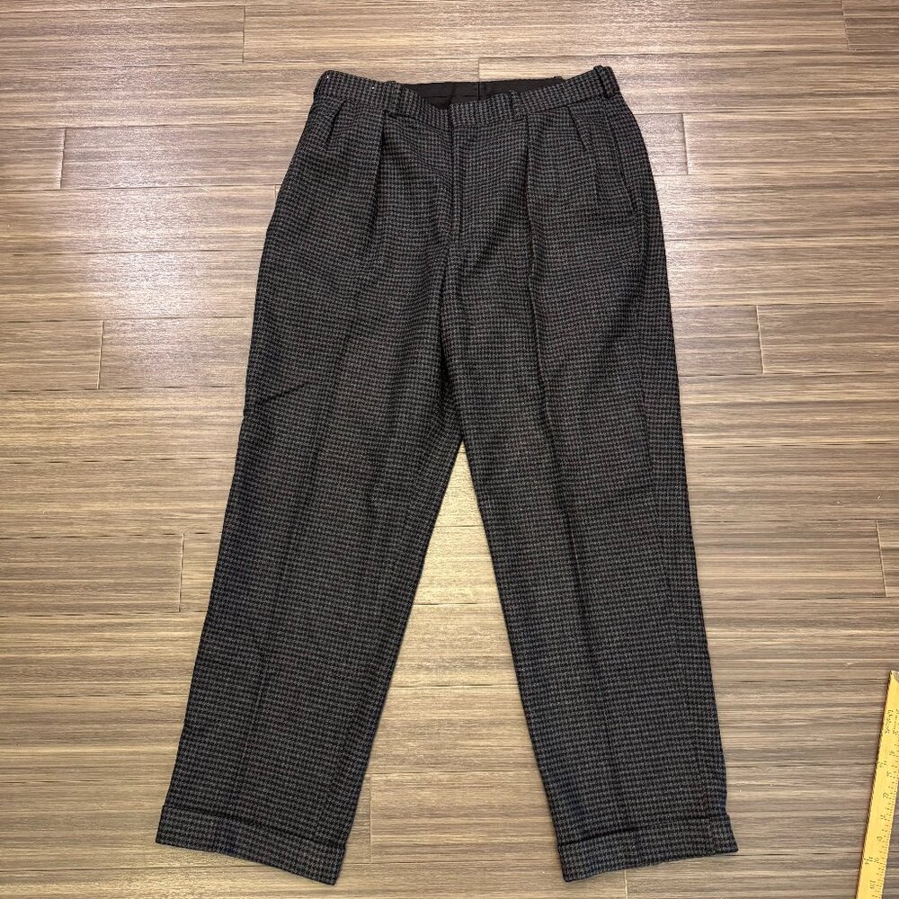 Vintage Polo Ralph Lauren Wool Blend Pleated pants 36x30 Relaxed Houndstooth